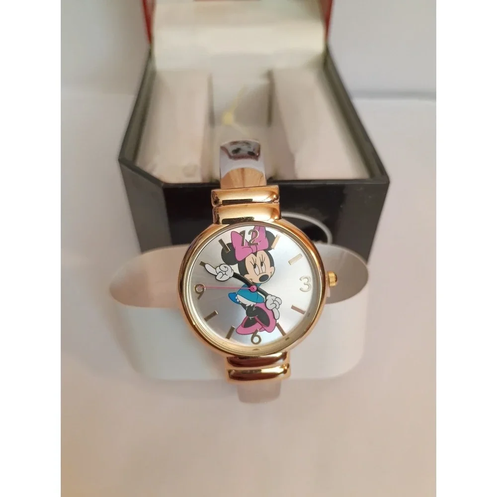 M.Z. Berger & CO Minnie Mouse Women's Watch Gold Tone Bracelet